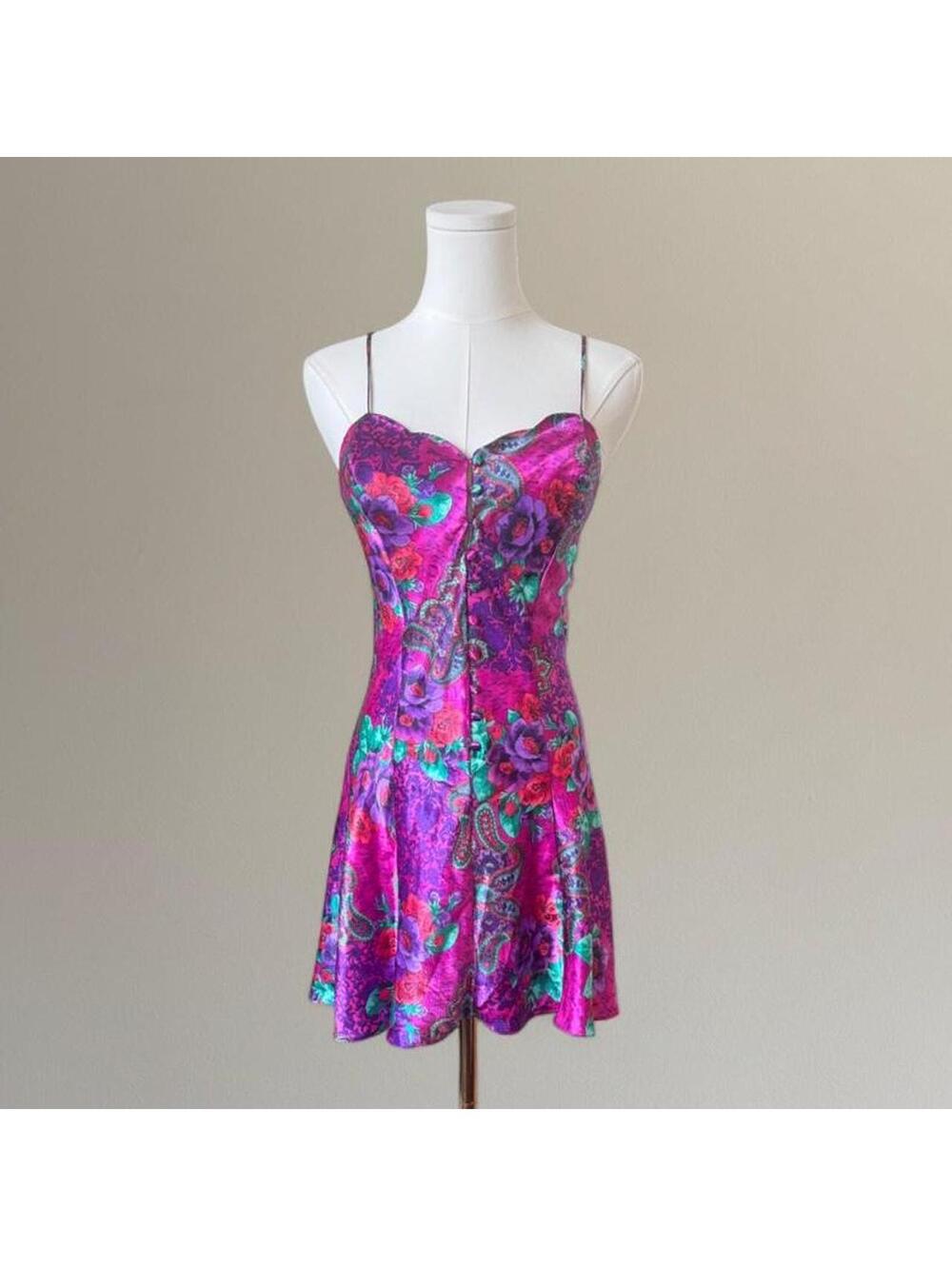Vintage Victoria's Secret gold Label paisley slip dress.